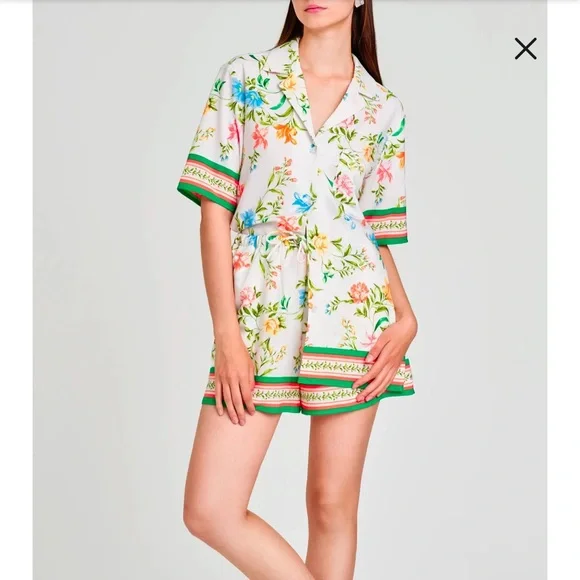 WAYF Carmen Floral Print Camp Shirt + matching shorts - Picture 1 of 10